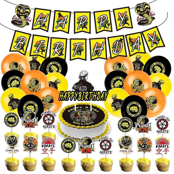 Cobra buli kiegészítő szett, cupcake tartók és lufik, többszínű