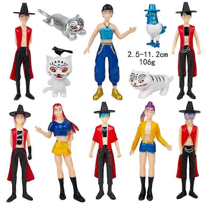 Figurina K-Pop Demon Hunters Rumi Mira Zoey, set 12pcs, tema muzicala, PVC