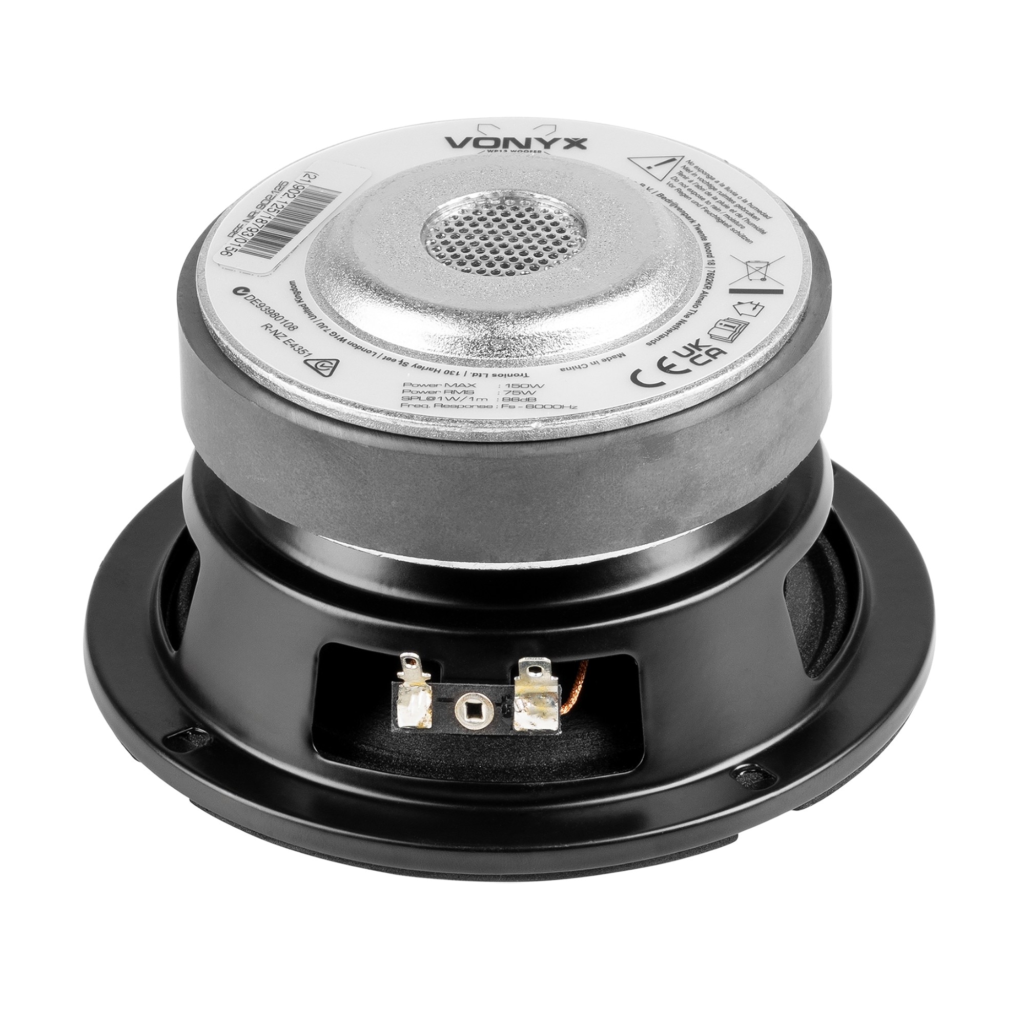 Difuzor woofer cu con din polipropilena, 5.25", 75W RMS, 8Ohm, Vonyx WP13