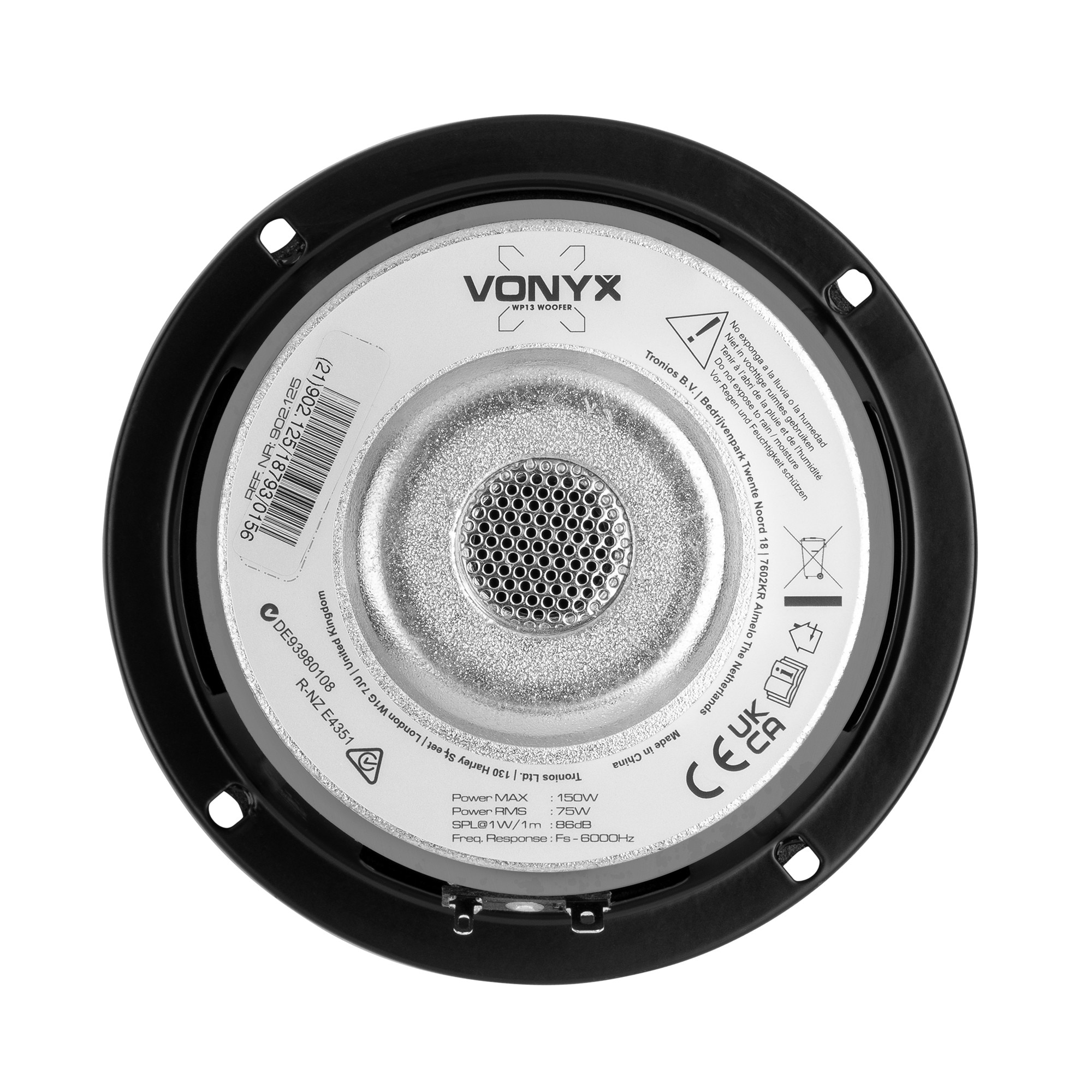 Difuzor woofer cu con din polipropilena, 5.25", 75W RMS, 8Ohm, Vonyx WP13