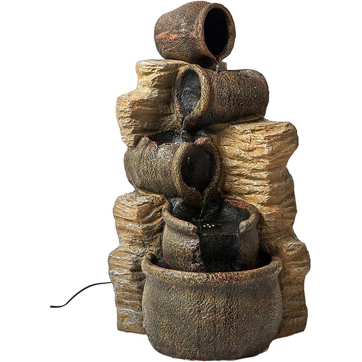 Външен фонтан с LED, 5 вази, 76x41x39см, за градина