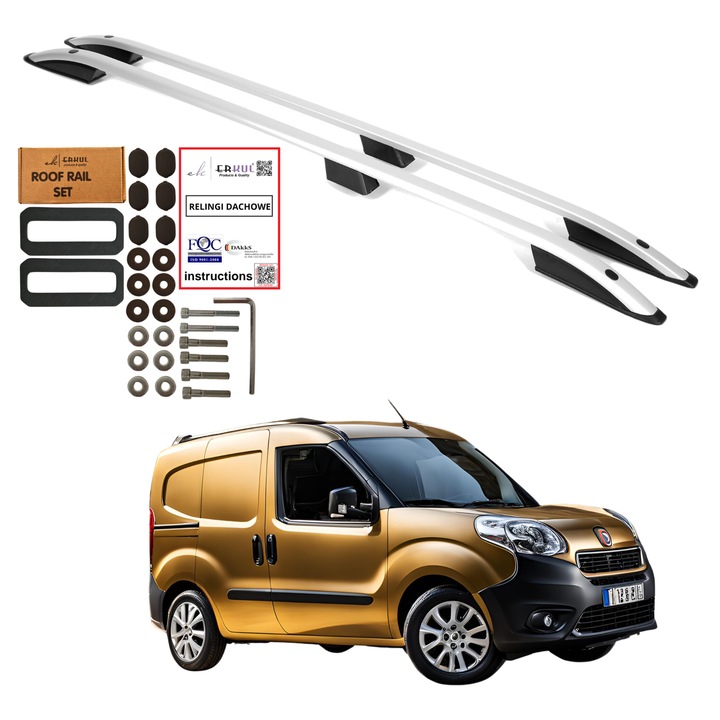 Keresztlécek Fiat Doblo, alumínium, 75kg, szerelőkészlet, 2010-2022