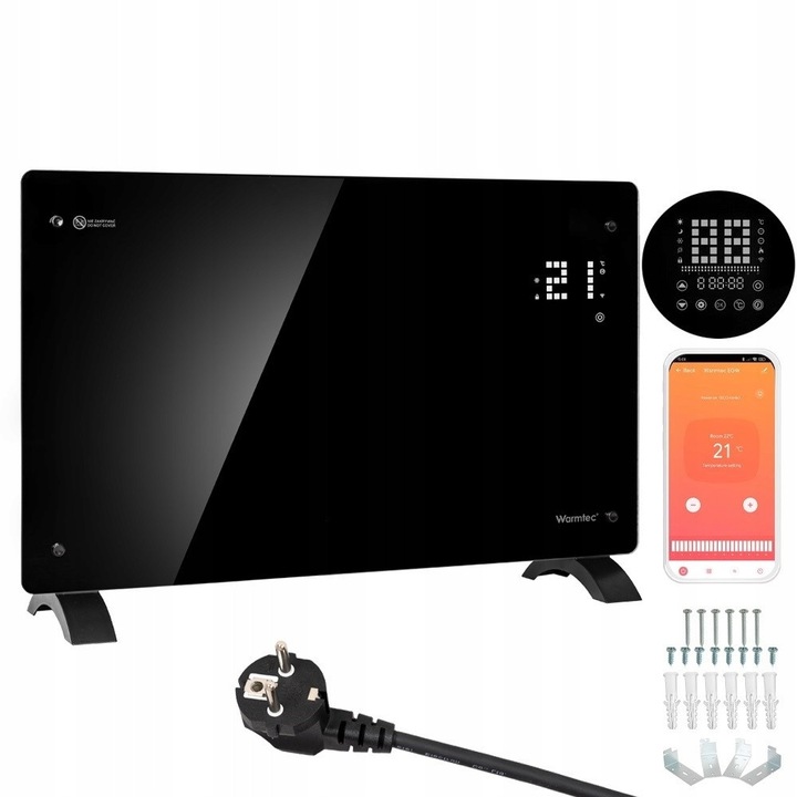 Radiator Electric, Emultimax, Egw-20C, Putere De Incalzire: 2000 W, Interval De Reglare A Temperaturii: 15°C - 50°C, Grad De Protectie: Ip24, Timer Incorporat: Da, 78 x 47 x 7, 5 cm, Negru