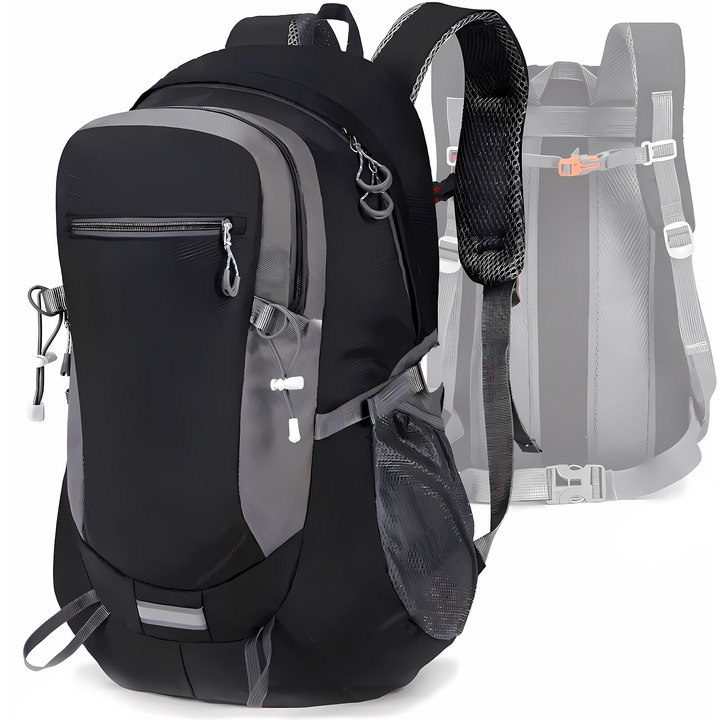 Retoo utazó hátizsák, vízálló, laptop rekesszel, fekete, 53x30x20cm