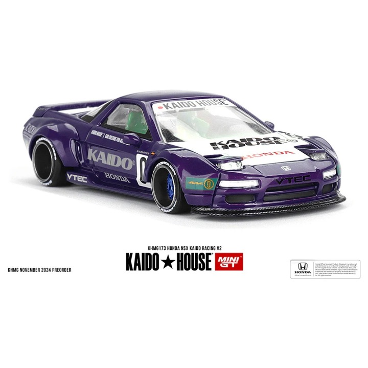 Fém kisautó Honda NSX Kaido Racing V2, Mini GT, 1:64, lila, 7cm