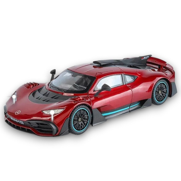 Automakett Mercedes-Benz AMG One, fém, 25 cm, mozgatható ajtók, valósághű hangok