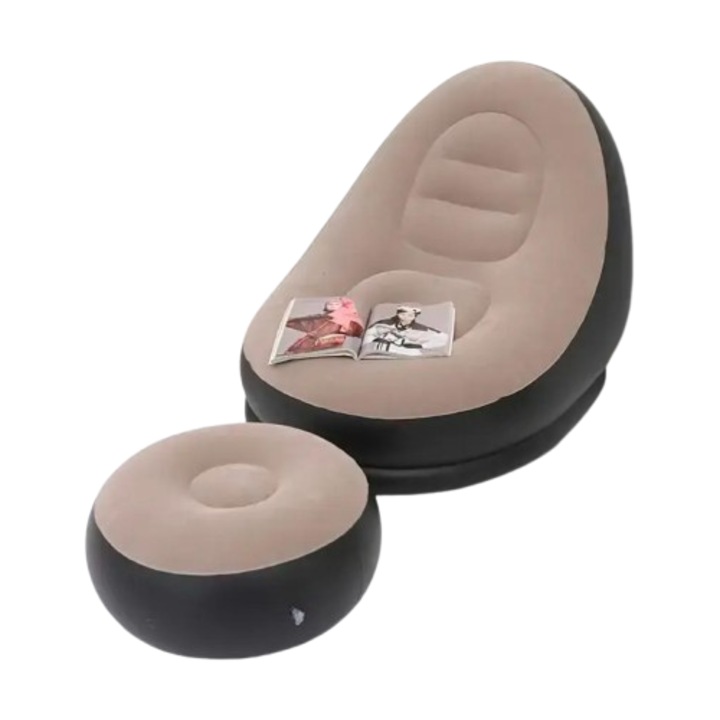 Fotoliu Gonflabil cu Suport pentru Picioare – Scaun Relaxant Portabil pentru Interior si Exterior