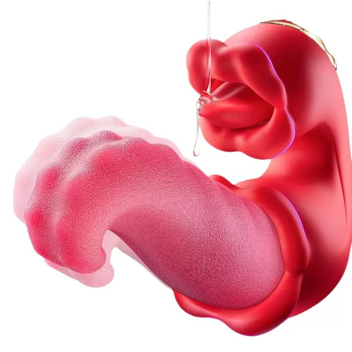 Вибратор със смучене и стимулация на G-точката, 7 честоти, интензивен, водоустойчив, червен