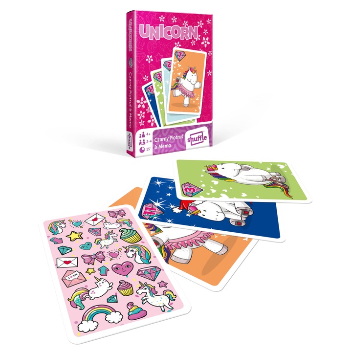 Társasjáték, Cartamundi, Fekete Péter/Memo: Boldog Unikornis, 2-4 játékos, 25 kártya, 9,2x6,3x1,5cm