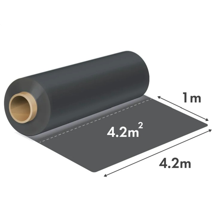 Folie constructii 4, 2 m latime x 10 m lungime, neagra- 120 microni- Agroclima