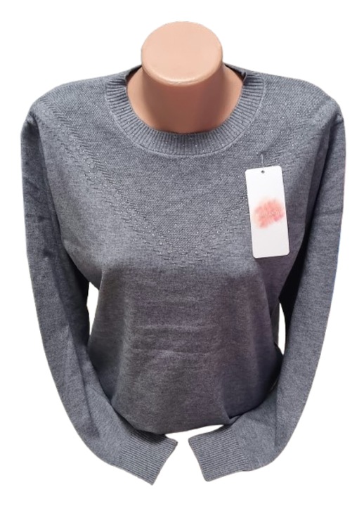 Női blúz strasszokkal, szürke színű, L-XL méret