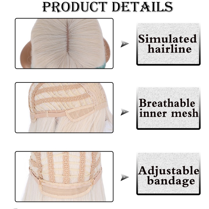 Peruca lunga, ondulata, din fibra sintetica, multicolora, pentru femei, set de 1 bucata