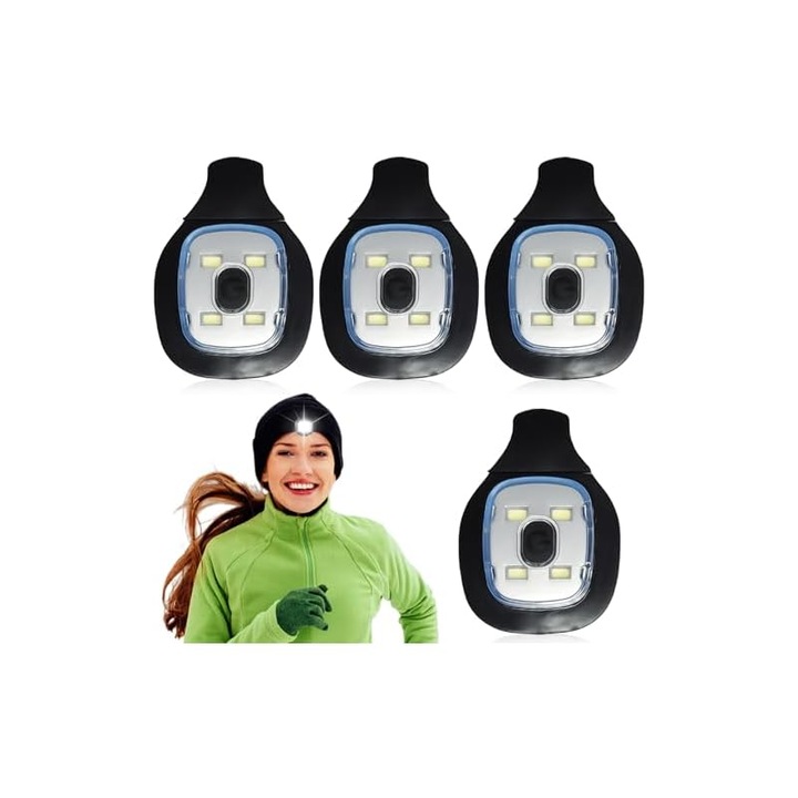 Set de 4 Lanterne LED cu Clip, iluminare multifunctionala, alb, pentru activitati in aer liber