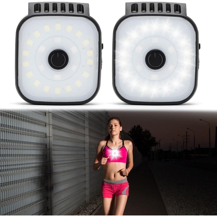 LED lámpa, 2 db-os szett, USB-ről tölthető futófények, 4 világítási mód, 150 lumen, 5x4x2cm