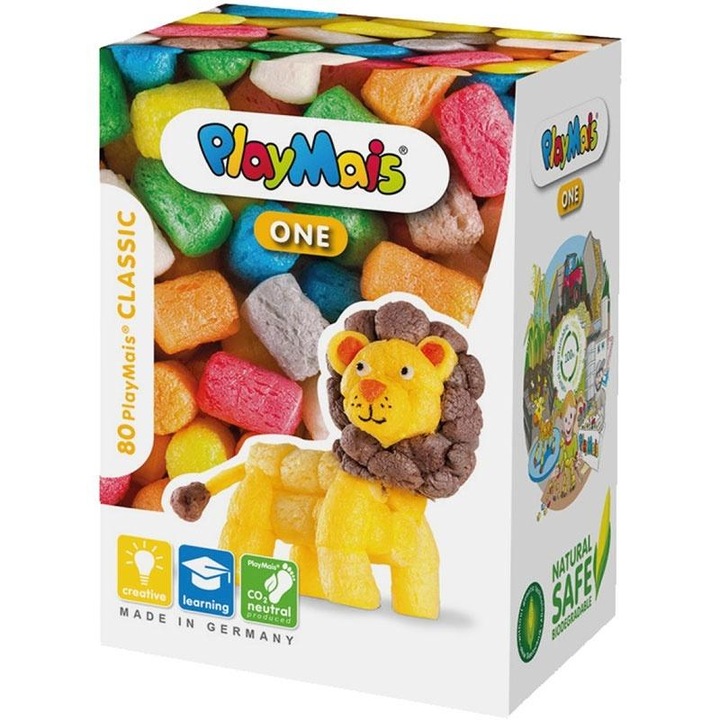Комплект кубчета за конструиране PlayMais, модел лъв, екологични, многоцветни