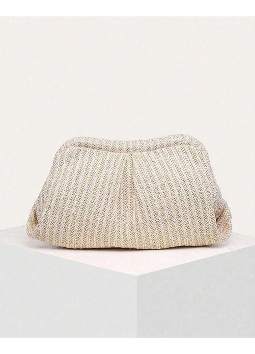 Női táska, krémszínű, szőtt, 32x12x17cm