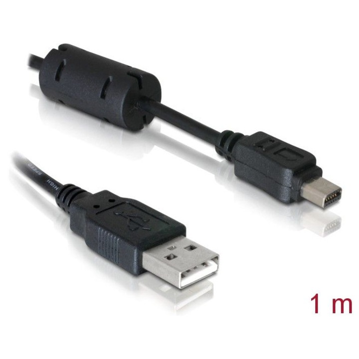 DeLock USB кабел за данни, 12-пинов, 1м, черен