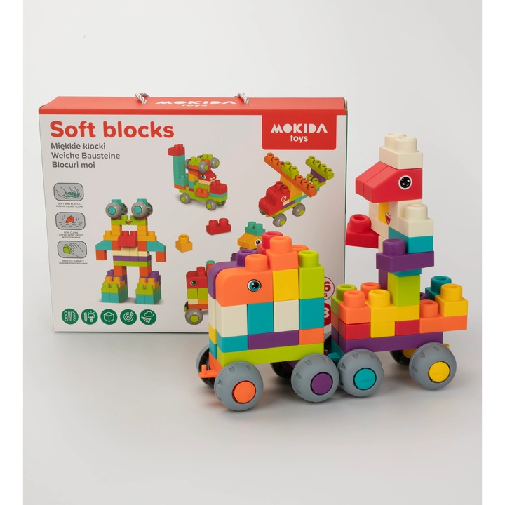 Set blocuri de Constructie, MOKIDA TOYS, 96 piese, multicolor, pentru copii de la 2 ani