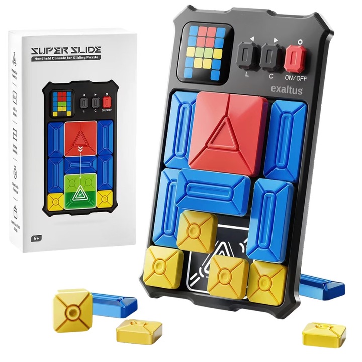 Игра Joc Smart Electronic, Super Slide Puzzle Magnetic, Exaltus, Над 500 режима, предназначена за развиване на интелигентност и креативност, Атрактивни магнитни части, Ярки цветове, Модерен и атрактивен дизайн, Преносим, ​​Премиум качество