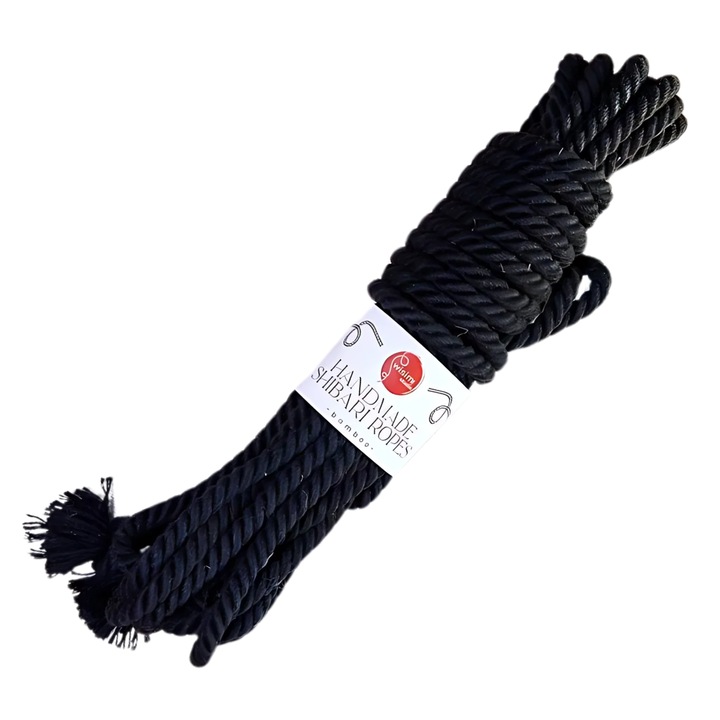 Ръчно изработено бамбуково въже, 8м, 6мм, черно