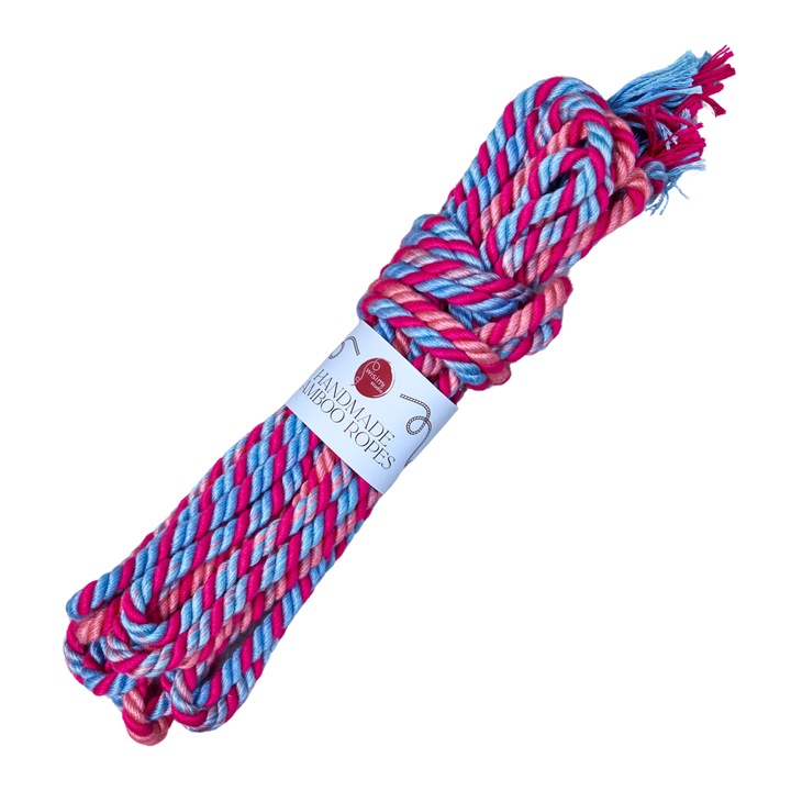 Ръчно изработено бамбуково въже, Wisimi Studio, Candy Flush, 6мм x 8м, хипоалергенно