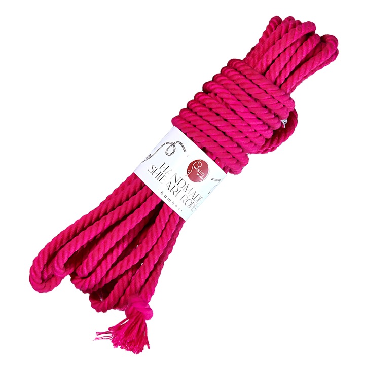Бамбуково въже, ръчна изработка, Фуксия, 8м, 6мм дебелина, комплект