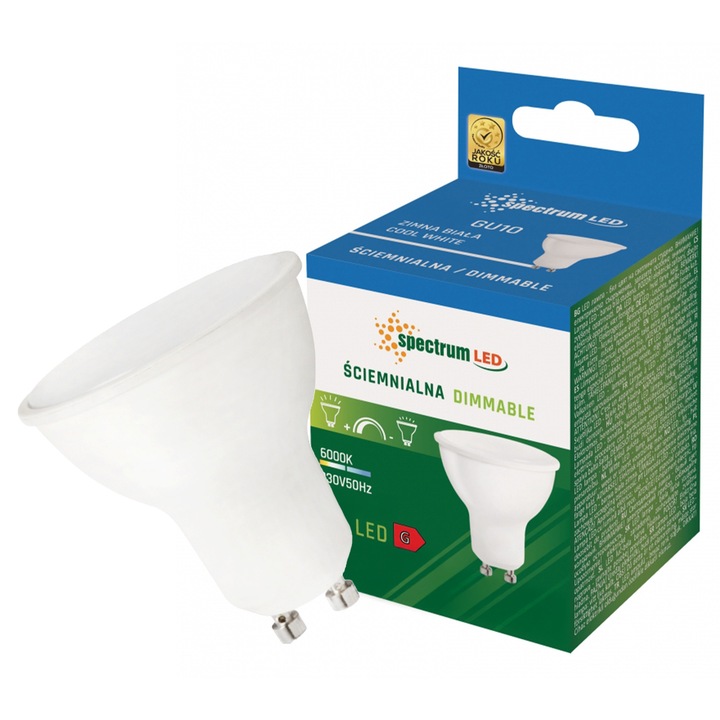 LED крушка GU10 6W студена светлина CW димируема 230V WOJ+14386 SPECTRUM LED