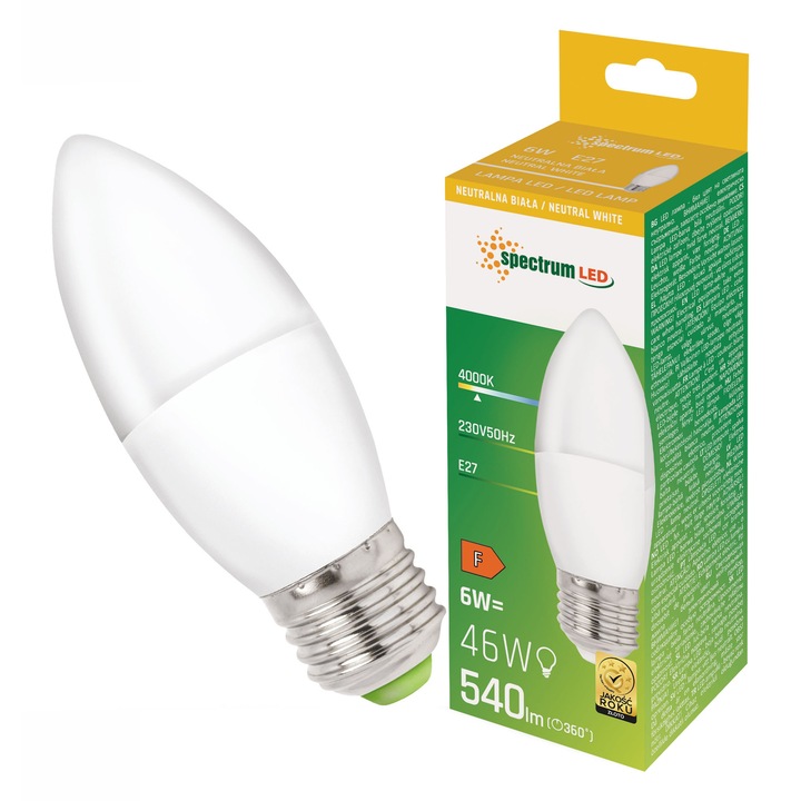 LED крушка E27 тип свещ 6W 230V, неутрална светлина NW, WOJ+14352 SPECTRUM LED