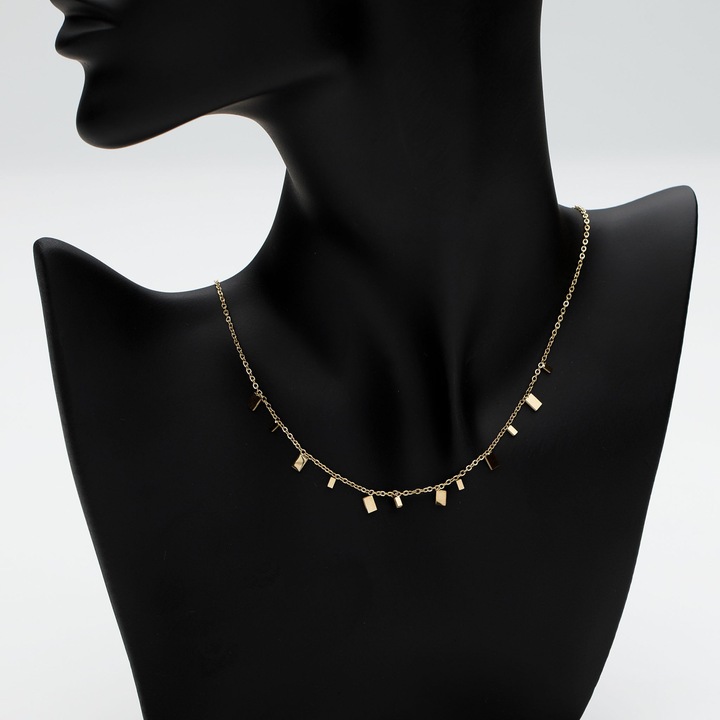 Colier ElectraStore, salba fantezie, aliaj metalic placat aur 14K, 41x6cm