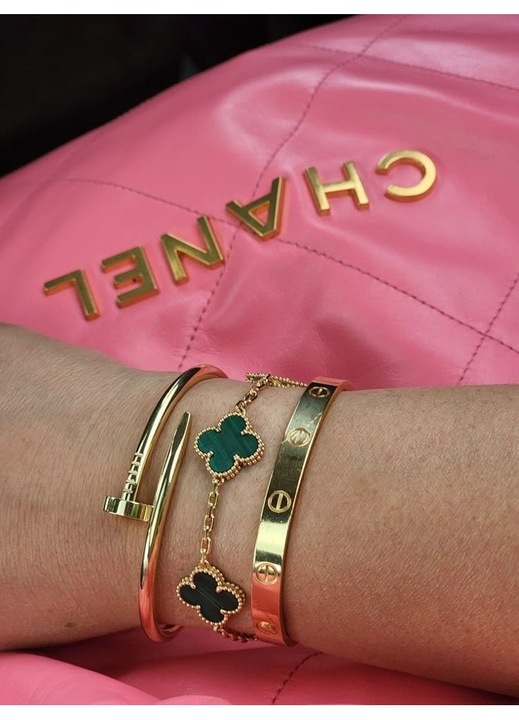 Set 3 Brățări ElectraStore, inoxidabil placat aur 14K, design curbat și feminin, multicolor