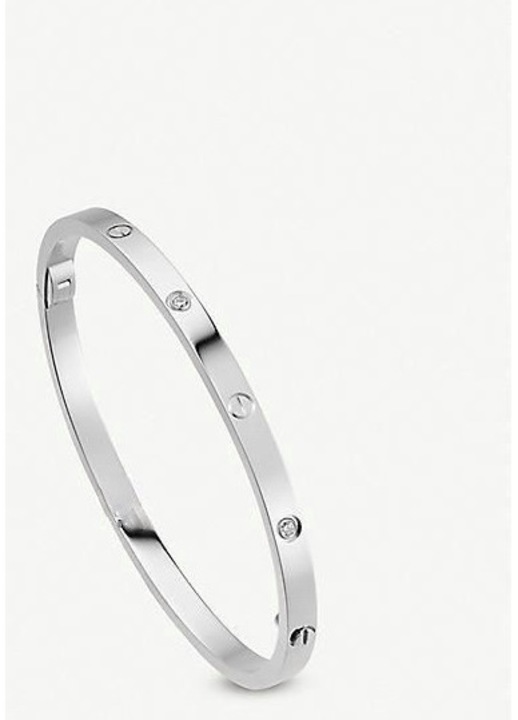 Brățară Subtire Argintie ElectraStore cu Gravură LOVE, Diametru 6cm, pentru Incheietura 17-19cm