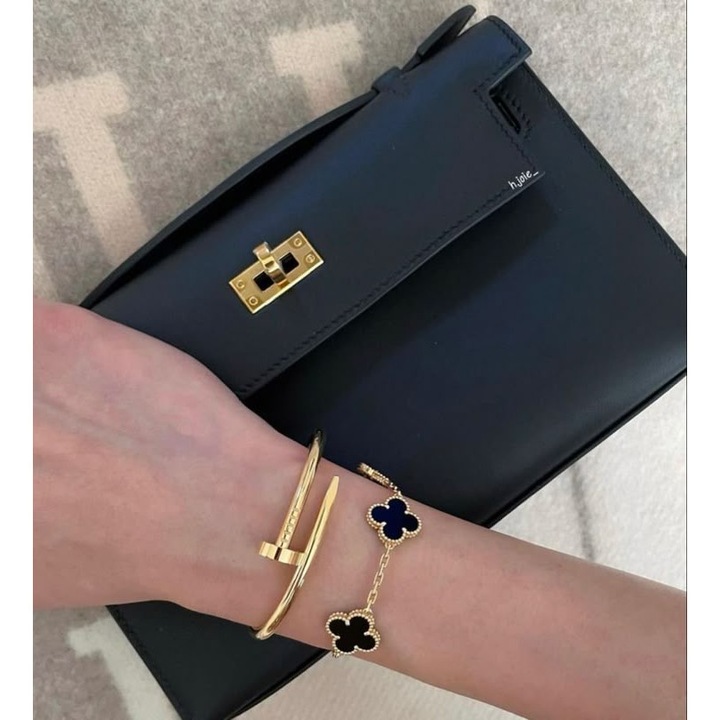 Set 2 Bratari ElectraStore, otel inoxidabil placat cu aur, 18cm+4cm reglabil, negru