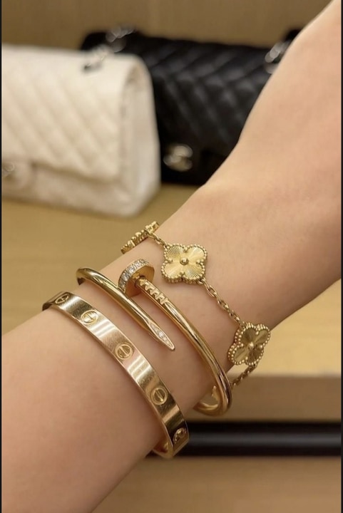 Set Brățări ElectraStore, aur 14K, zirconia, 18 cm