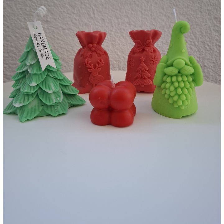 Karácsonyi dekorációs gyertyaszett, kézzel készített, szójaviasz kategória, többszínű, változatos méretek