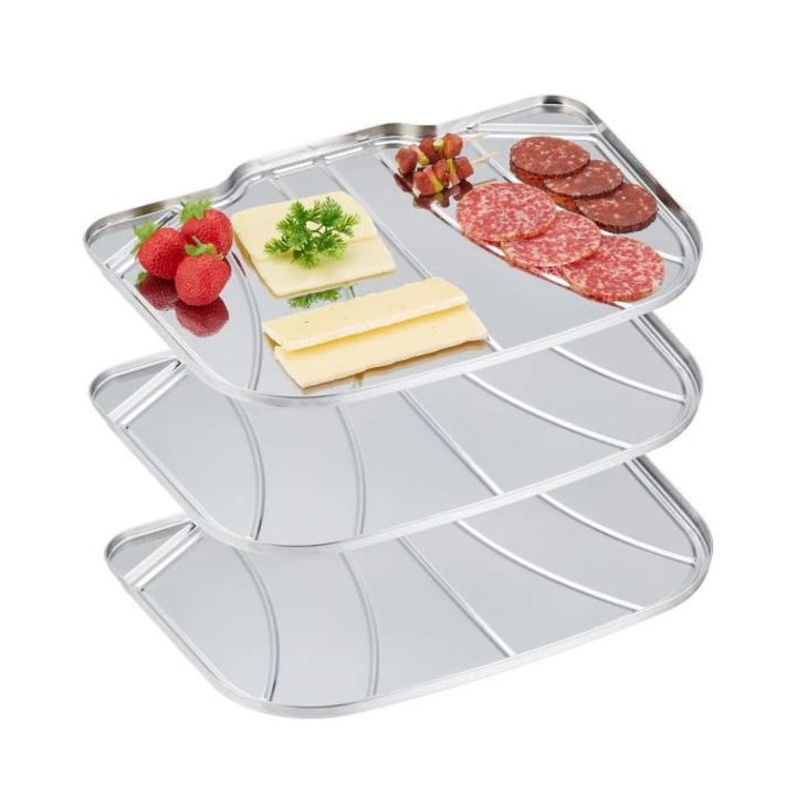 Set de farfurii de servire, B2X, 3 buc, inox, argintiu, 40, 5x28, 5x4, 5cm