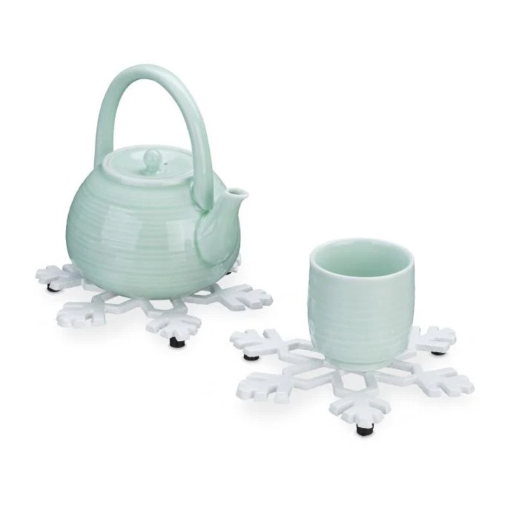 Set 2 suporturi din fonta, B2X, design fulgi de nea, 18x15, 5cm