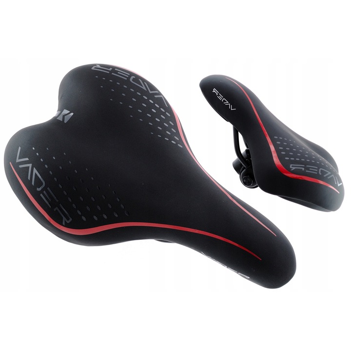 VADER gyermek kerékpár nyereg, fekete-piros, 235x135mm, bilincssel