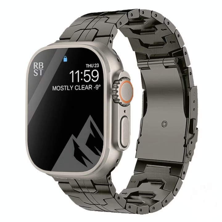 Curea Premium din Titan pentru Apple Watch Ultra/1/2/3/4/5/6/7/8/SE, Diagonala Display 42/44/45/49 mm, Dark Grey