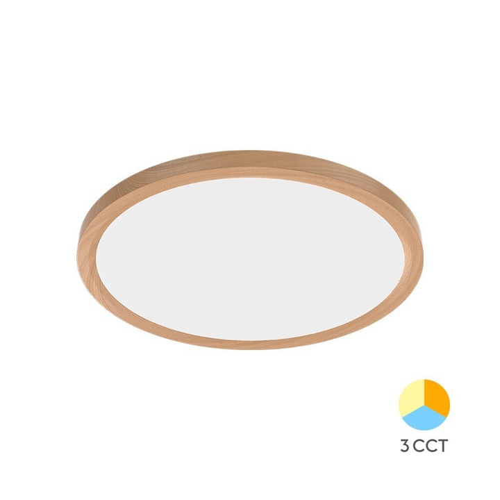 Plafoniera led, 36w, 3in1, ip20, lemn