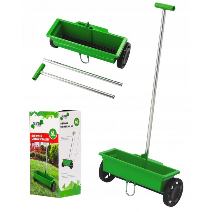 Semanator universal 6L pentru ingrasaminte si seminte – reglare in 5 trepte, constructie solida, ideal pentru iarba, nisip si sare