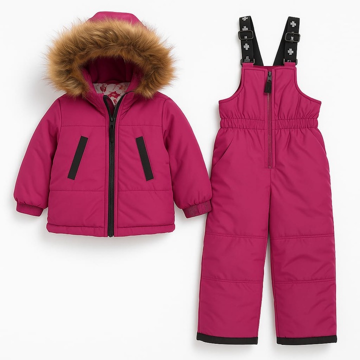 Costum de schi fete Gears Canada 2 piese, roz fucsia, 92cm