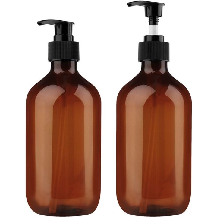 Szappanadagoló, 2 darabos szett, műanyag, barna, 500ml