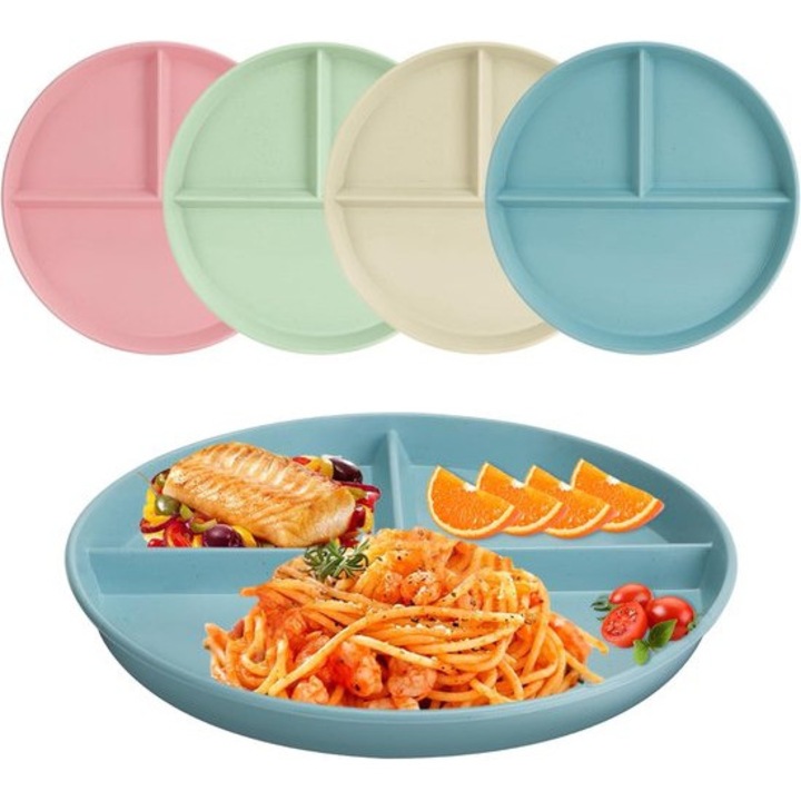 4 db adagolt tányér készlet, 22cm, többszínű, strapabíró műanyag