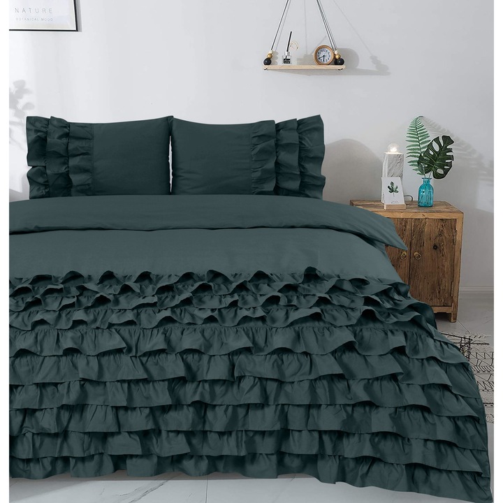 Ágyneműhuzat zöld, pamut, 240x220 cm