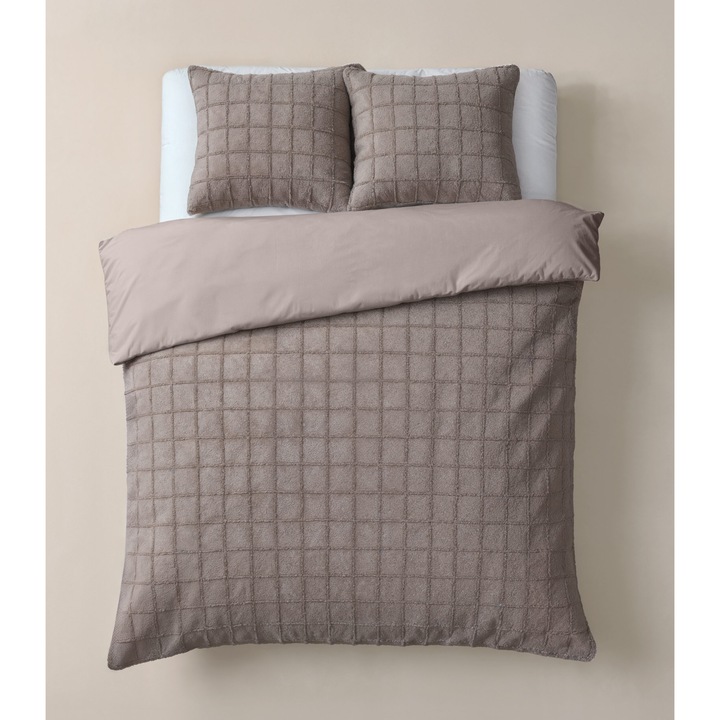 Ágynemű, bársonyos, Taupe, 240x200 cm