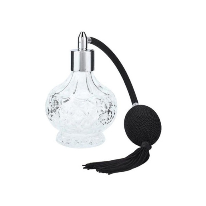 Sticla de parfum retro refillabila, design sculptat unic, atomizor din sticla