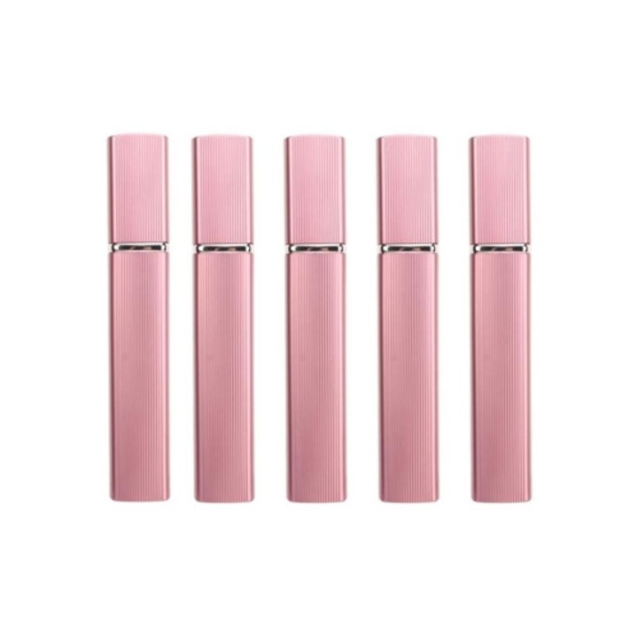 Set 5 sticle pentru parfum, 12 ml, Roz, ALuminiu