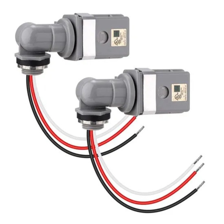 Set de 2 senzori fotoelectrici rotativi pentru exterior cu suport, Gri