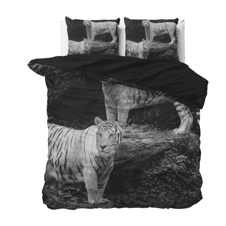 Lenjerie de pat, Gri, Bumbac, 240x220 cm