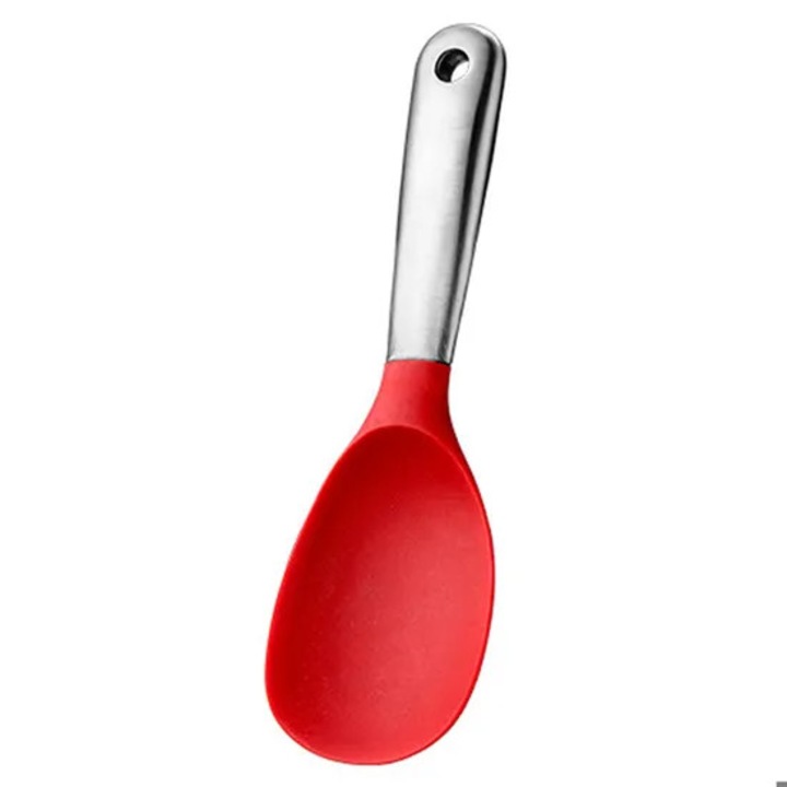 Polonic din silicon, rezistent la caldura, 1 bucata, otel inoxidabil, multicolor